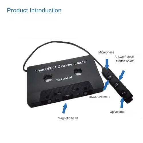 Imagen 2 del producto Convertidor de cinta estéreo MP3 para coche de estilo antiguo, audio sin pérdidas Bluetooth 5,1, adecuado para coches y camiones con reproductores de cinta de casete