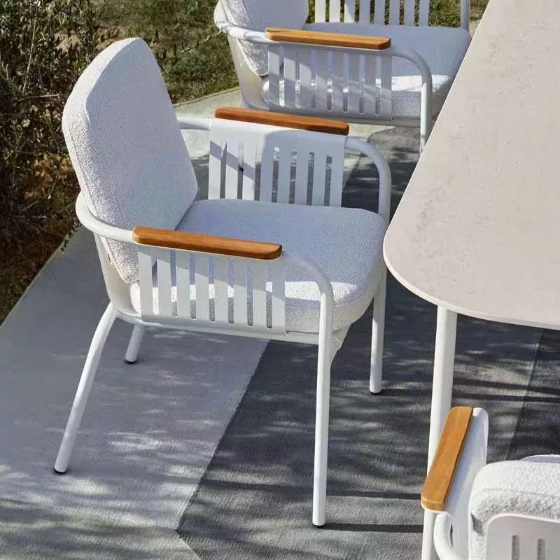 Restaurant Office Garden Chairs Balcony Outdoor Lawn Backrest Garden Chairs Courtyard Stainless Steel Furniture Tuinstoelen MHSF