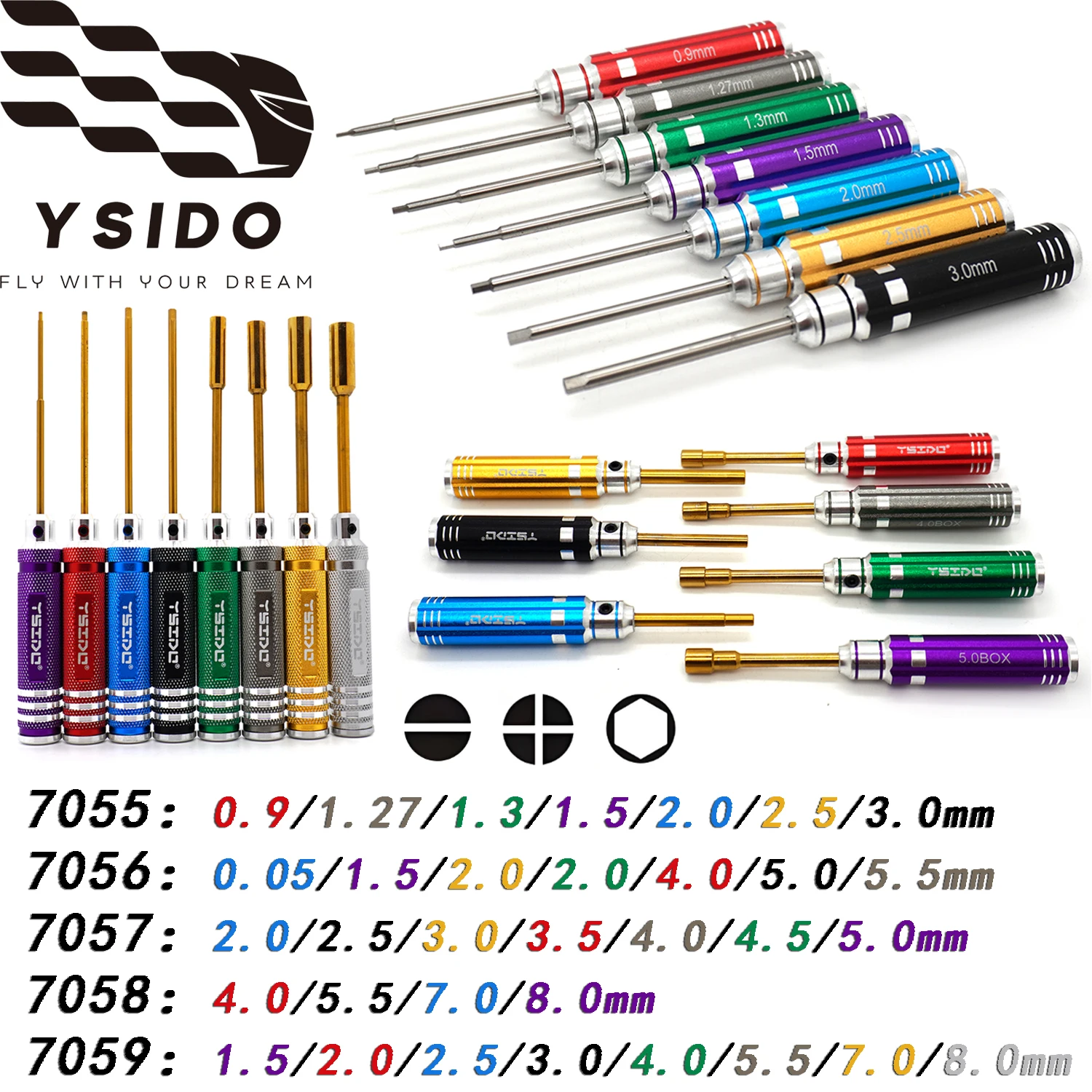 

1:24 Traxxas Axial RC White Steel Hex Screw Driver Screwdriver Set 2.0 2.5 3.0 4.0 5.0mm Nut Tool for RC Tank Crawler Model Cars