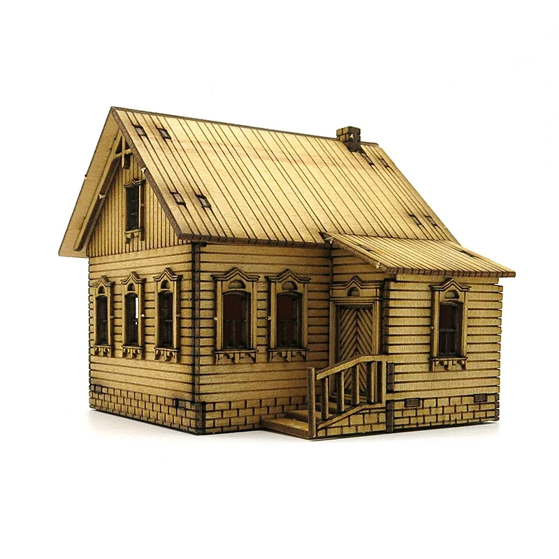 1/72 WWII European Architecture Rural Farm Scene Wooden Assembly Model Decoration DIY Handmade Building Toy