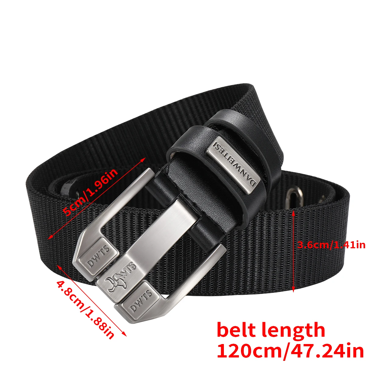 2-pack  Men's Nylon Needle Buckle Waist Belt Black Grey Dual Color Porous Breathable Belt Outdoor Casual Jeans Pants Belt