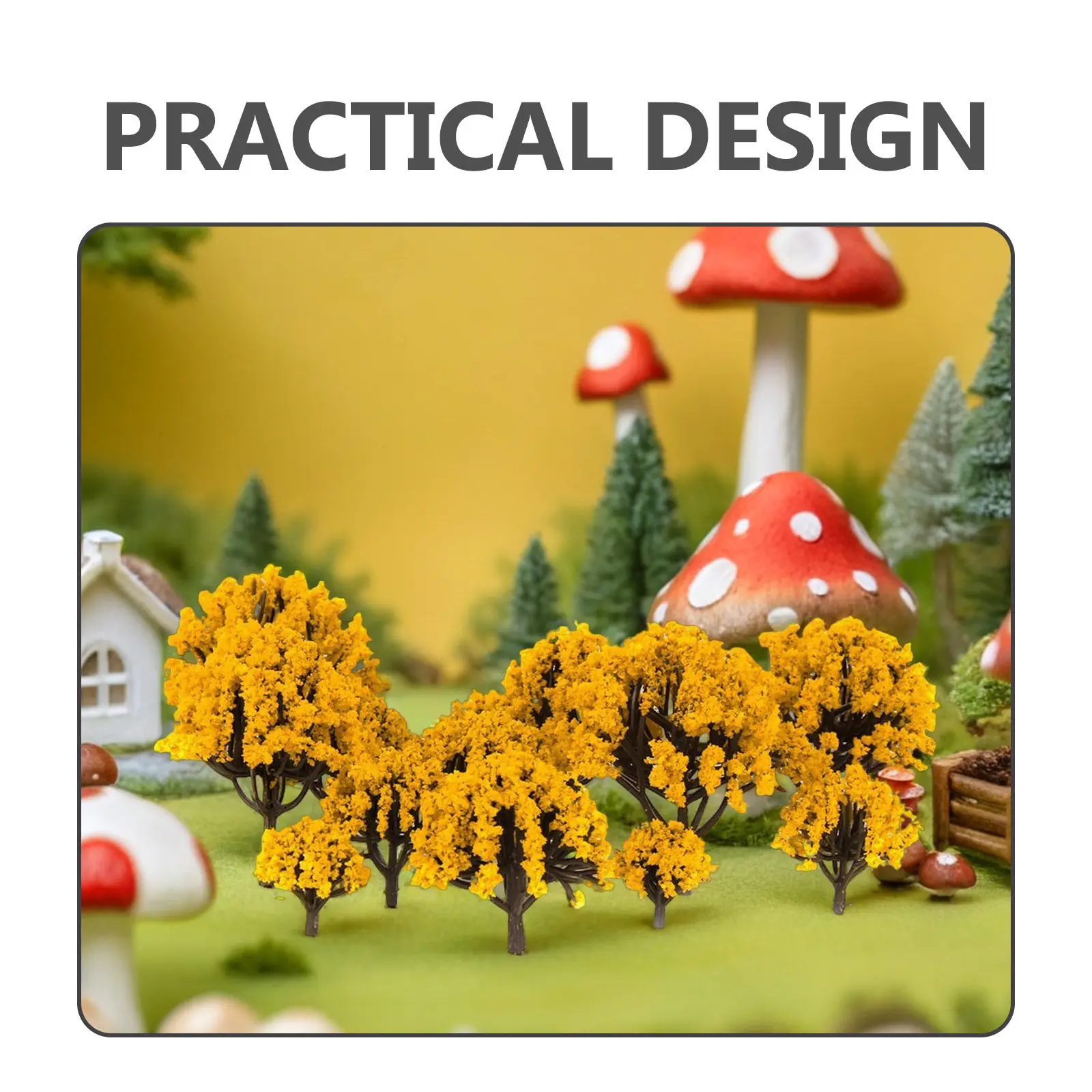 20Pcs Sand Table Trees Yellow Flowers Various Height Plastic Foam Landscape Scenery Layout Train Track Decoration view 4