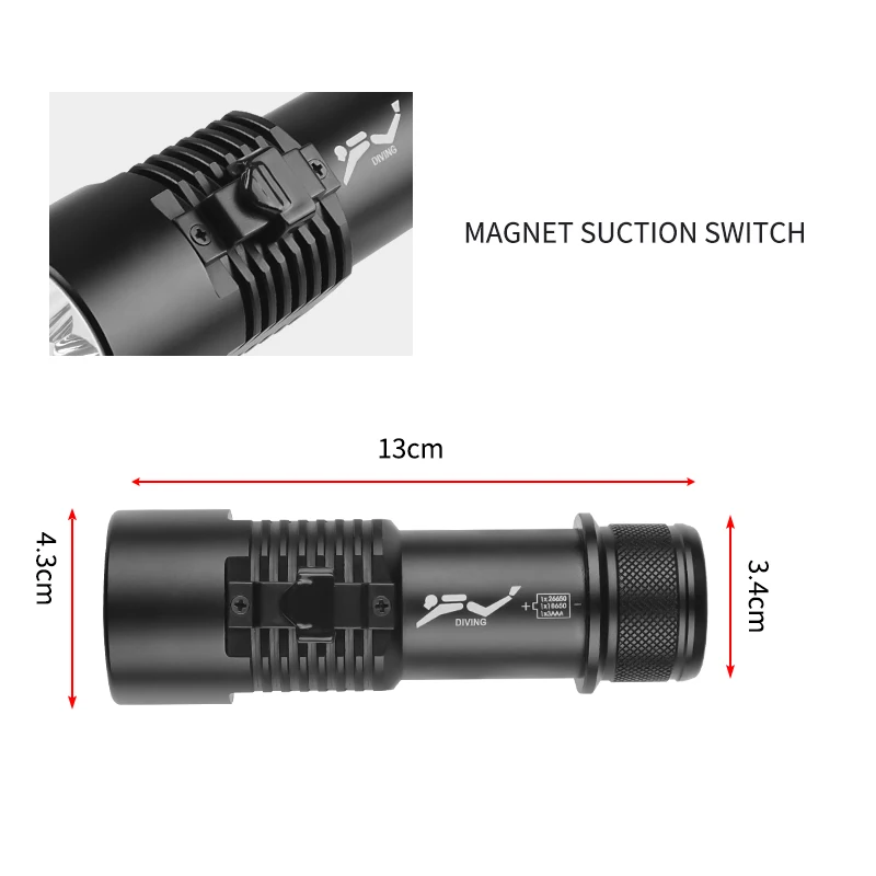 Super 5000LM XHP70.2 Professional Diving Flashlight 200m Underwater Scuba Dive Torch IPX8 Waterproof Dive Light 26650 Battery