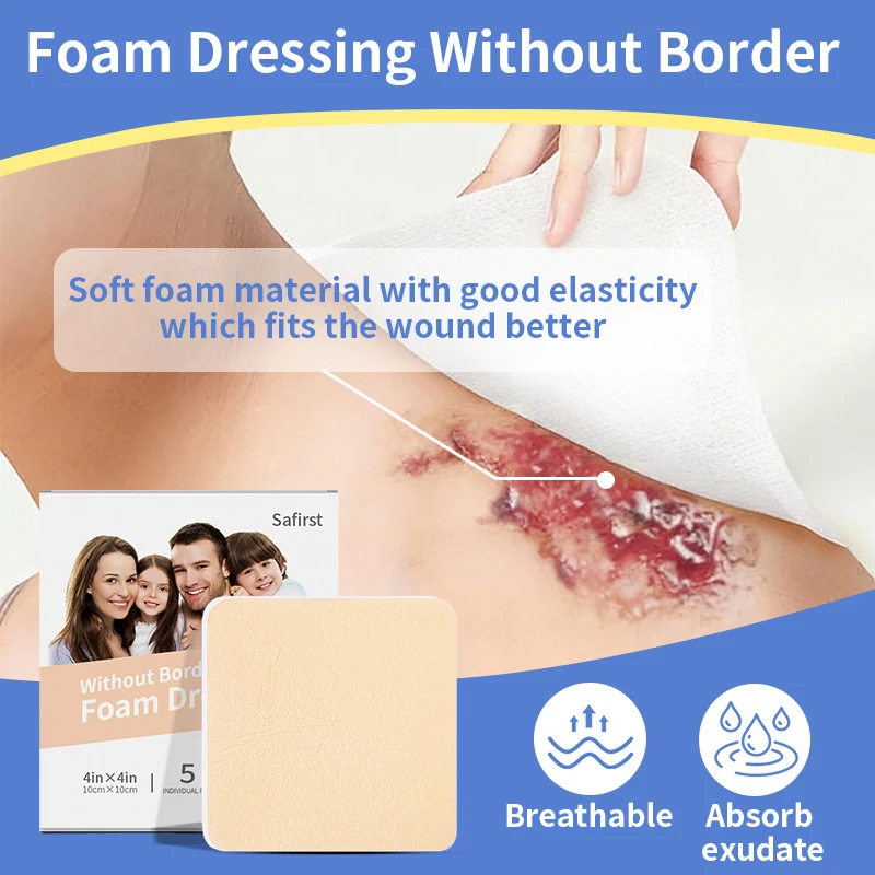 10cmx10cm Foam Non-Adhesive Sterile Wound Dressing Bedsores Pad Patch for Wound Care