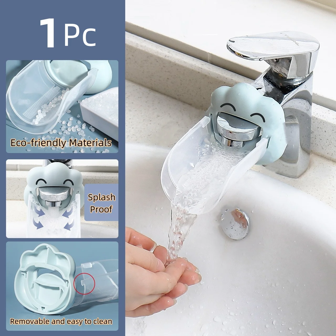 1pc Adjustable Faucet Extender Children Hand Washing Bathroom Accessories Cartoon Style Sink Faucet Extender Kitchen Accessories