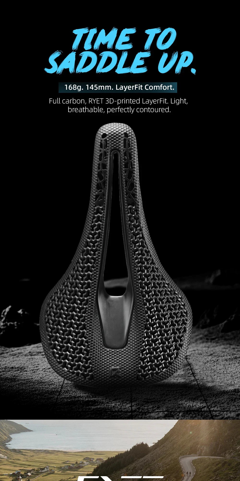 2026 RYET K106S 3D-gedruckter/VCM Carbon Fahrradsattel 168g Ultraleicht T800 Schienen MTB Rennrad Gravel 240*145mm Fahrradsitz Fahrradteile – Detail 1