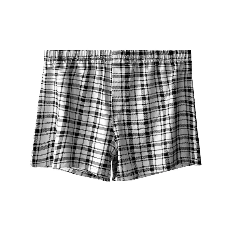 Mens Boxer Shorts Homme Plaid Underwear Man Panties Ropa Comfortable Button Open Pouch Arrow Pants Underpants Cueca Calzoncillo 4