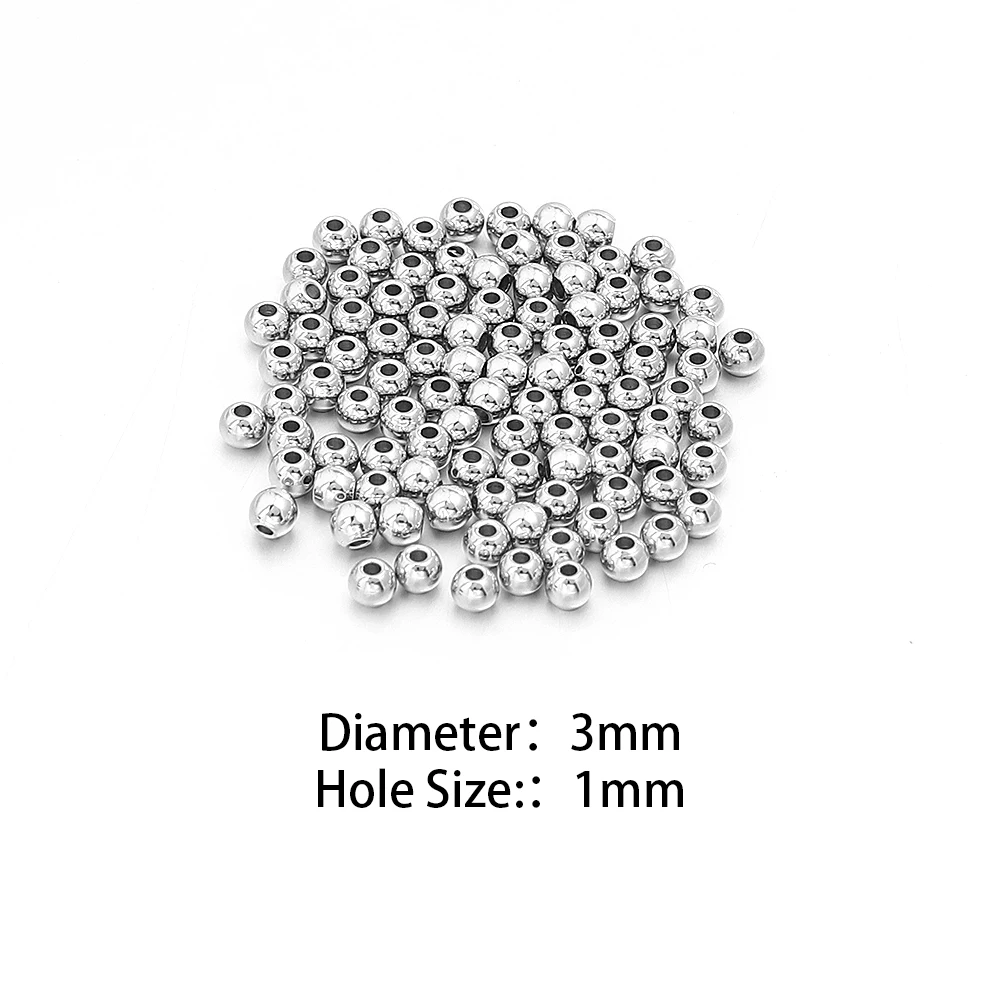 10-100 Stück hochwertige Edelstahlperlen für die Schmuckherstellung, lose Abstandshalter-Rundperlen, DIY-Armband, Halskette, Großhandel, 2-10 mm – Detail 14