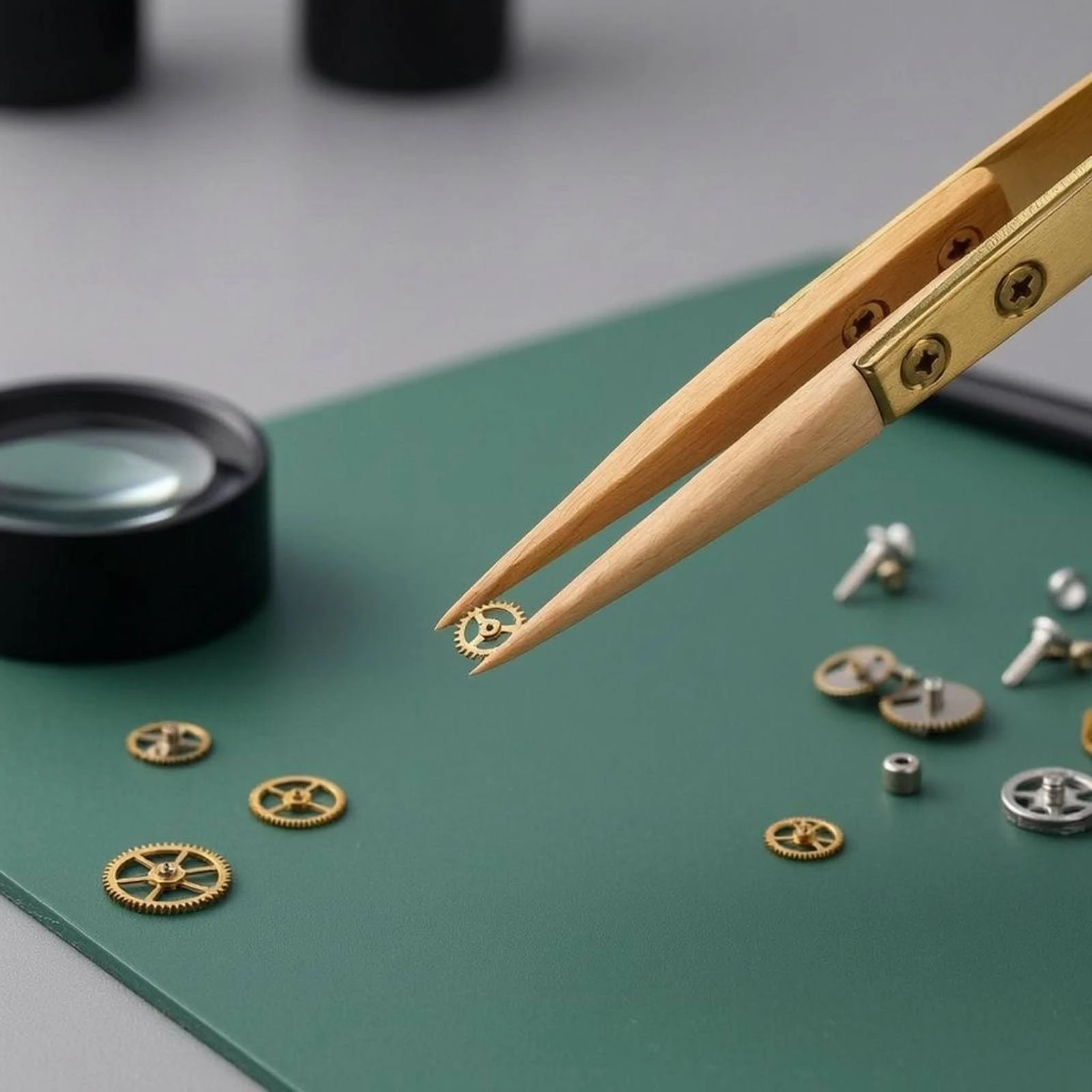 Precision Watch Repair Head Delicate Wooden Tweezers Head Boxwood Tip Tweezers Small Parts for Clockwork Maintenance