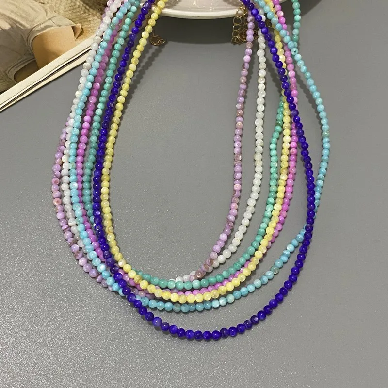 Fashion Naturel Shell Small Beads Choker Gift for Girl White Blue Purple Colorful Women Neck Jewelry Wholesale Dropshipping
