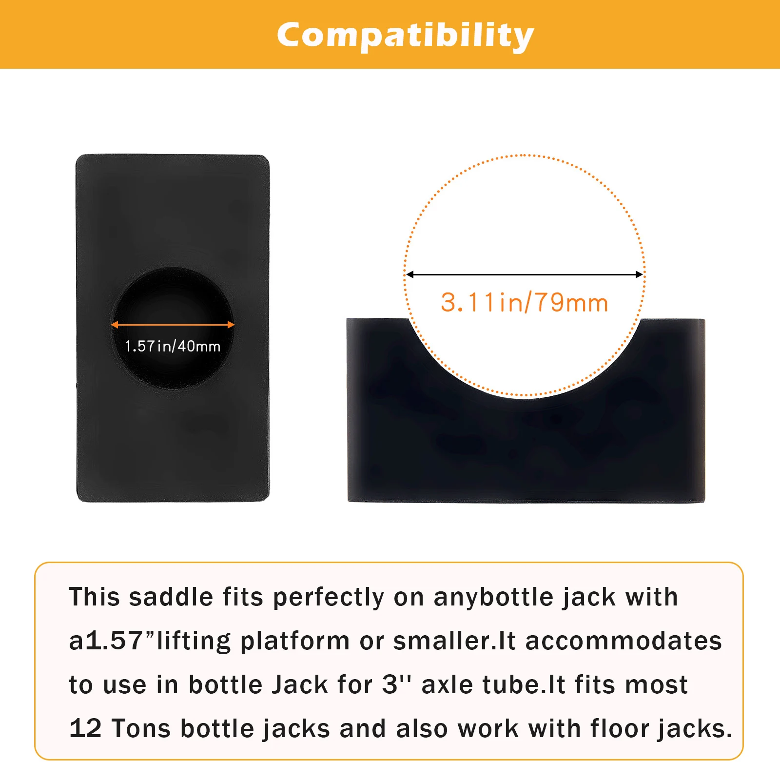 Axle Saddle Adapter for Bottle Jack Lifting Saddle for 3 Inch Round and Square Axle Tube for Bottle Jack Tools/Floor Jack Tools