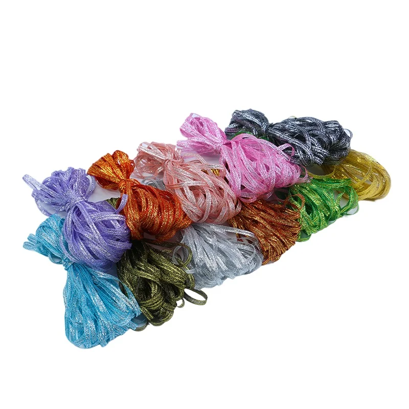 3mm (10meters/lot)Colorful Glitter Ribbon Embroidered Onions Ribbon for Wedding Cake Gift Wrapping DIY Craft Decor Supplies