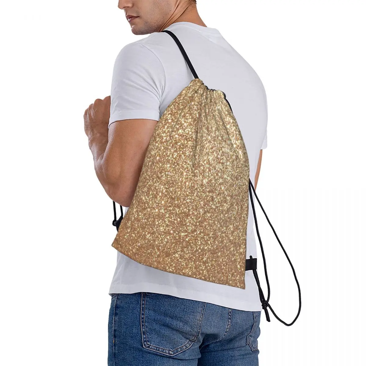 Zaino per borsa con coulisse Glitter metallizzato oro rosa rame zaino per donna cartone animato Anime personalizzato con borsa con Logo