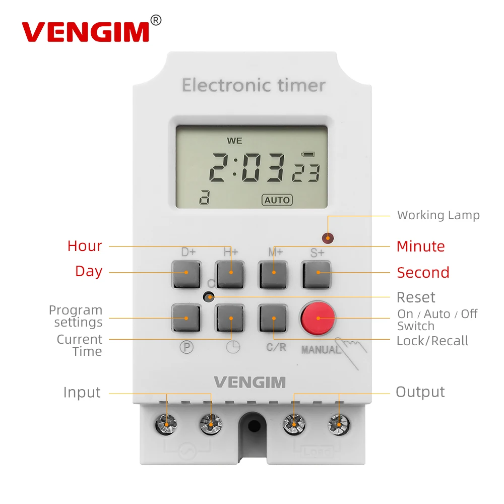 Free Shipping Digital Timer Switch 220V,  Weekly 7 Days Electronic Programmable Timer, Time Controllor 16A