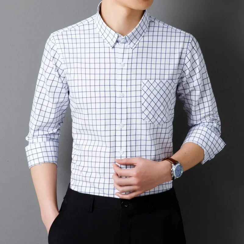 Thin Striped Plaid Shirt Men 100 Cotton Long Sleeve Shirt Men Casua New Arrival Fashion Men's Long Sleeve Shirts Casual