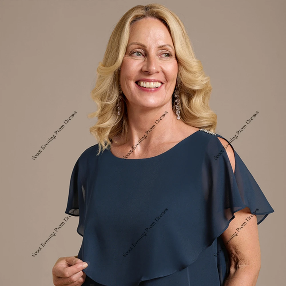 Vestidos para madre De novia con escote redondo para playa, vestidos De fiesta De boda De manga corta De gasa para mujer, novedad De verano 2025, bata De noche