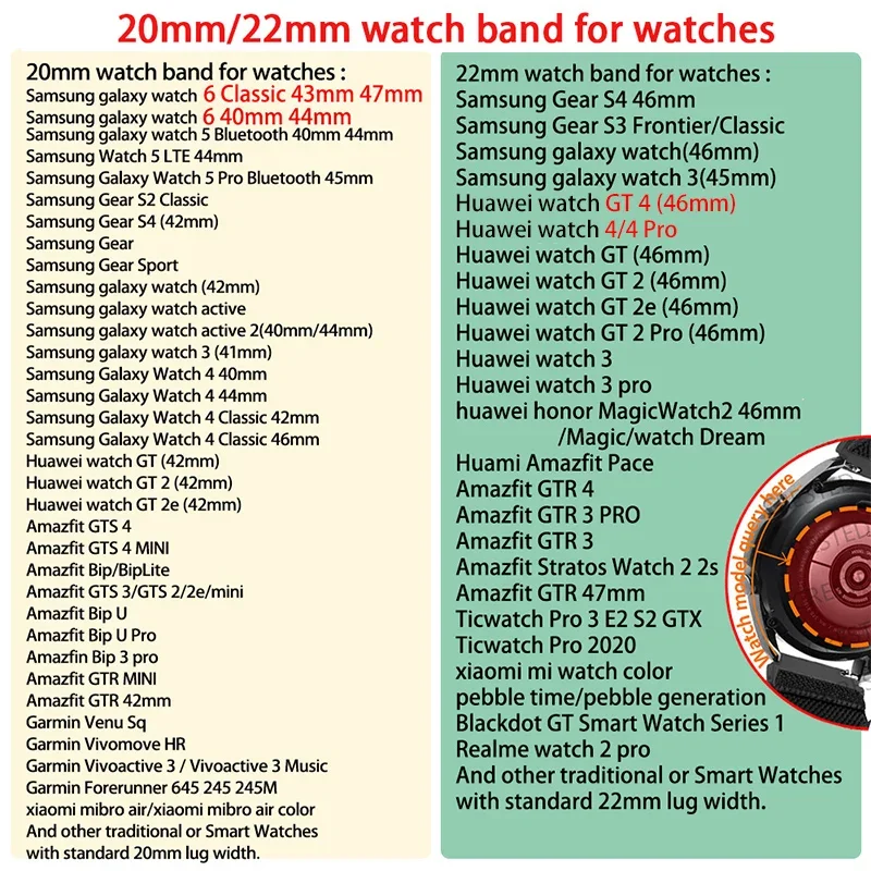 20mm 22mm Band For Samsung Galaxy Watch 4 40mm 44mm 6 Classic 43mm 47mm 5 Pro 45mm Nylon Coorea Bracelet HUAWEI Watch GT 2 Strap