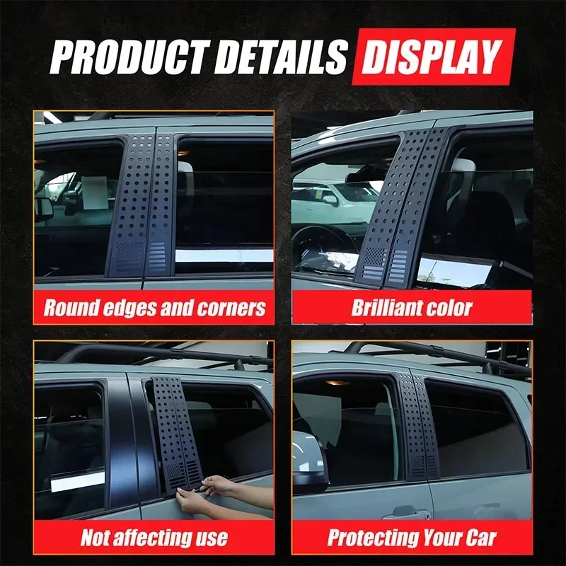 Car Window Center Pillar Honeycomb Trim Guard Plate Exterior Details Car Accessories for Toyota sequoia 2007-2021