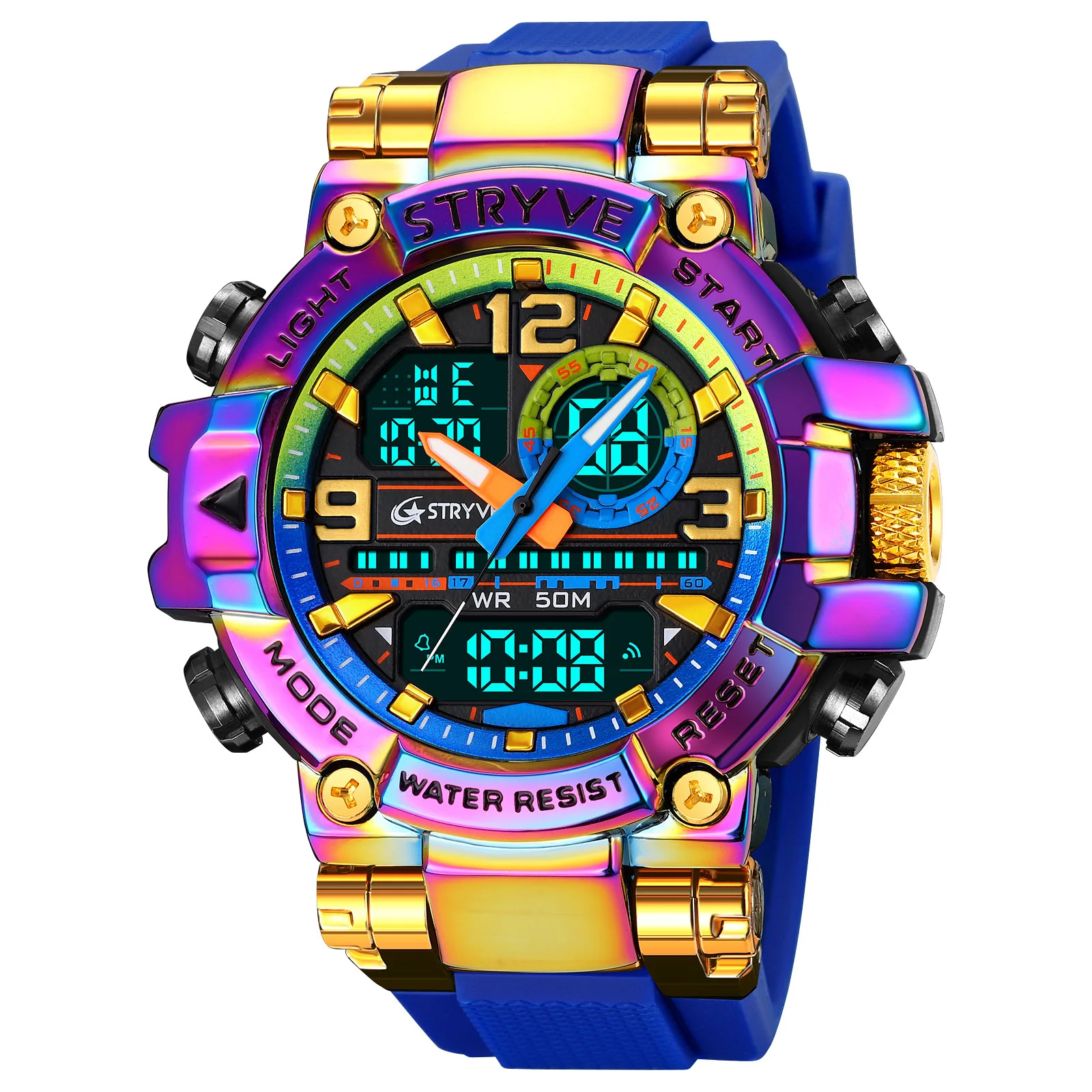 UTHAI CQ254 Fashion Sports Electronics Watch Colorful Night Light Man Watch Waterproof Multi Functional Clock Watches for Man image 3