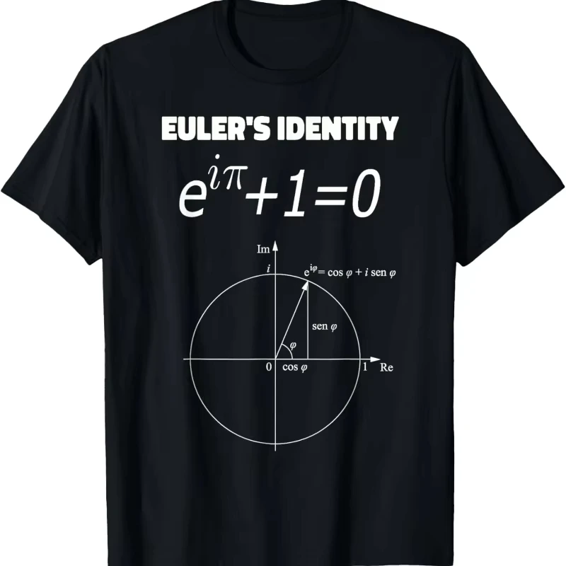 Euler's Identity Math Formula T-Shirt, Unisex Complex Number Graphic Tee, Casual Science Top for Math Physics Enthusiasts