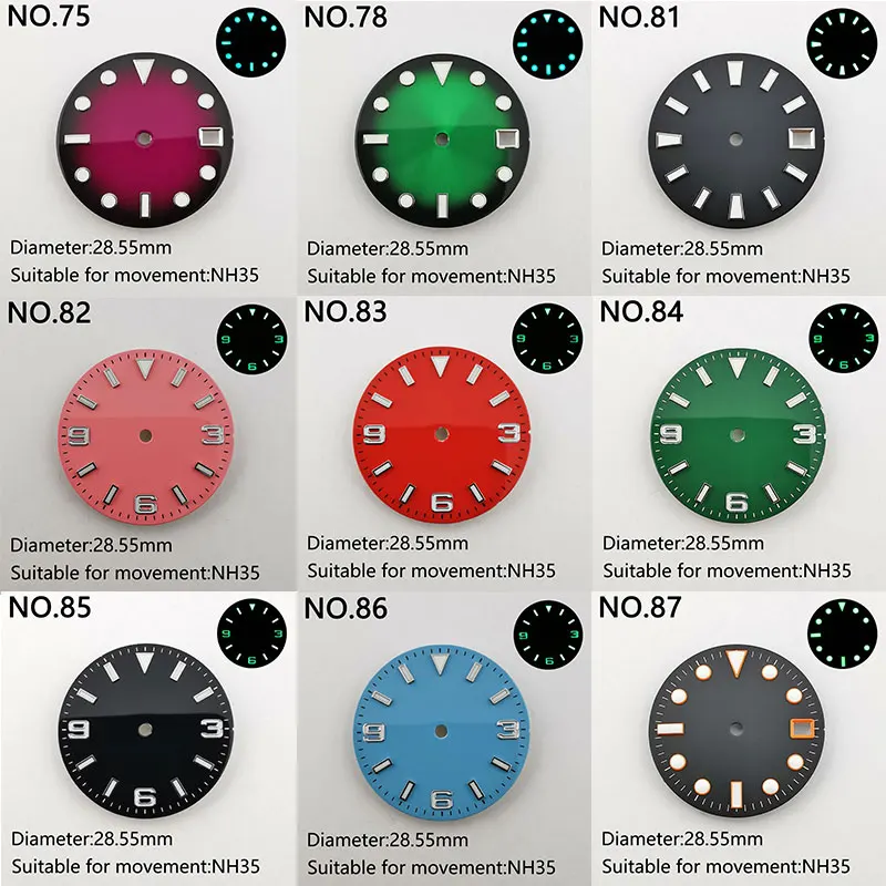 28.5mm/29mm Watch Dial Custom Dial logo Fit NH 35/36 Movement Super Luminous Watch Accessories Part