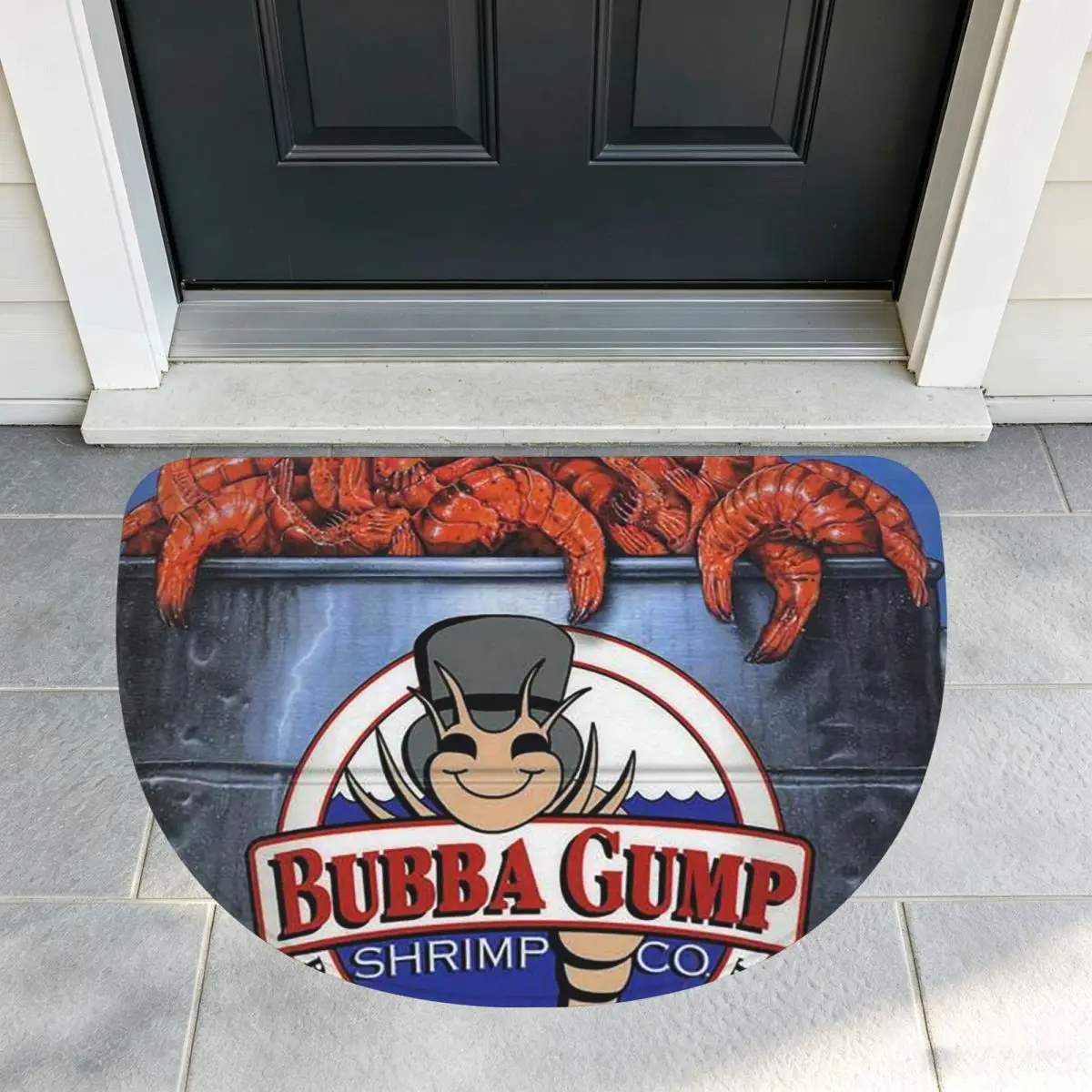 Bubba Gump Shrimp Forrest Movie Soft Half Round Doormat Non Slip Bathroom Mat Absorbent Floor Carpet for Laundry Room Bathroom