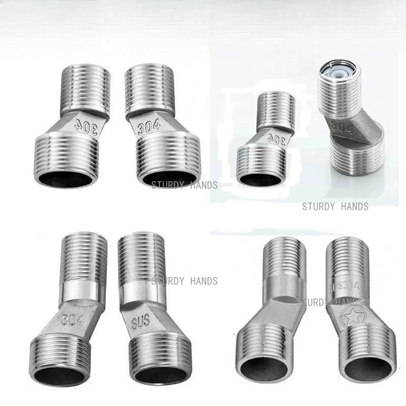 

2pcs Shower faucet accessories 304 stainless steel pipe joint Thickened variable diameter curved foot joint Household Hardware