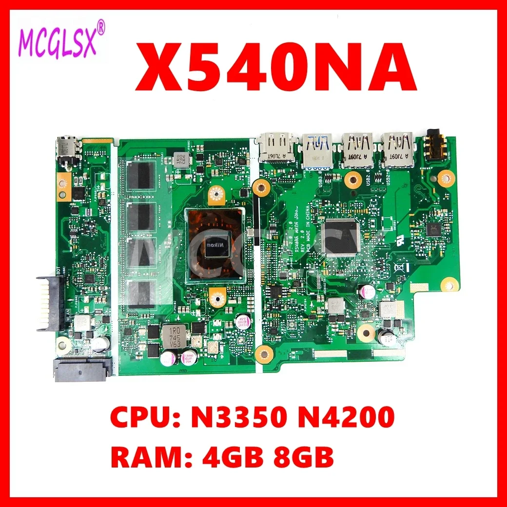 

X540NA Notebook Mainboard For Asus X540 X540N X540NA R540N D540NA X540MA Laptop Motherboard With N3350 N4200 CPU 4GB 8GB-RAM