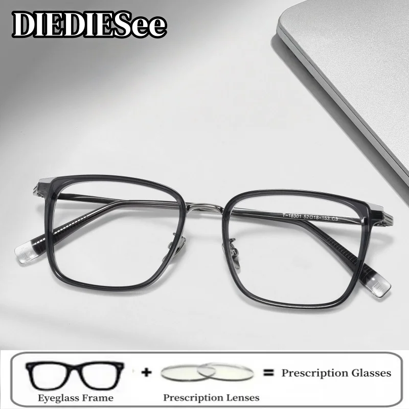 High-quality Men's Large Face Glasses Frame Anti Blue Light Flat Glasses Ultra Light Retro Titanium Frame Glasses 18301T