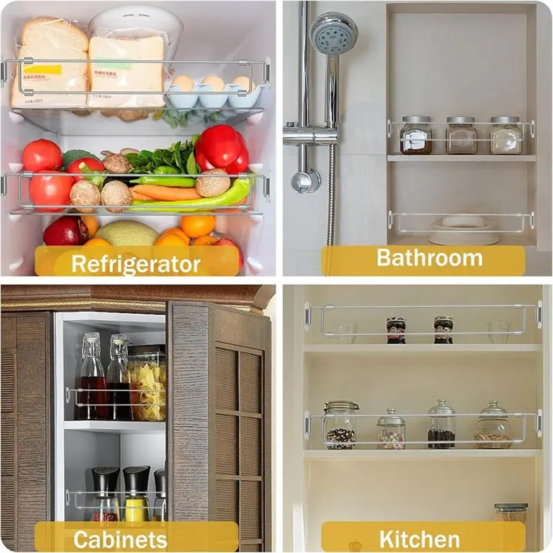 Superior-For RV Corner Shelf Rod For Kitchen, Fridge Storage Rods, Adjustable 13.98-25.59 Inch,Fridge Bars(2 Packs)