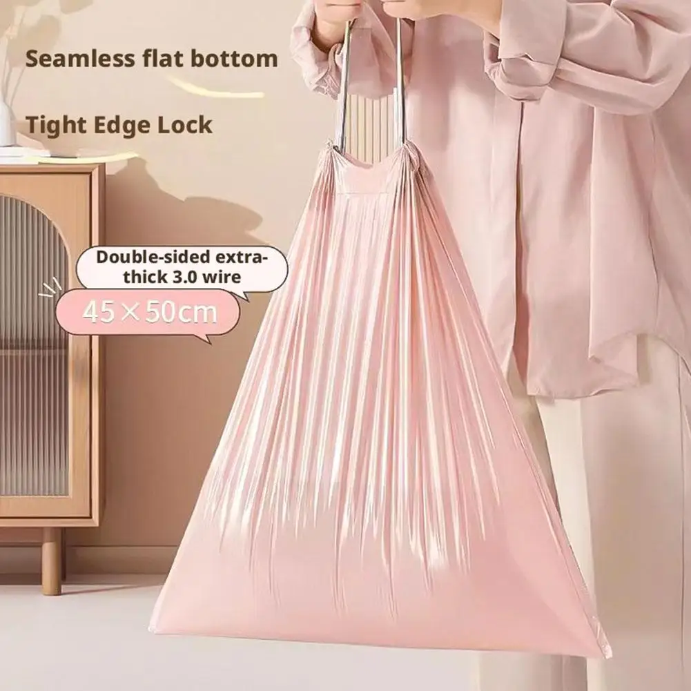 100PCS/Roll Drawstring Trash Bags Tear-Free,Leakproof,Heavy Duty,Strong Garbage Can Liners for Home Household Use