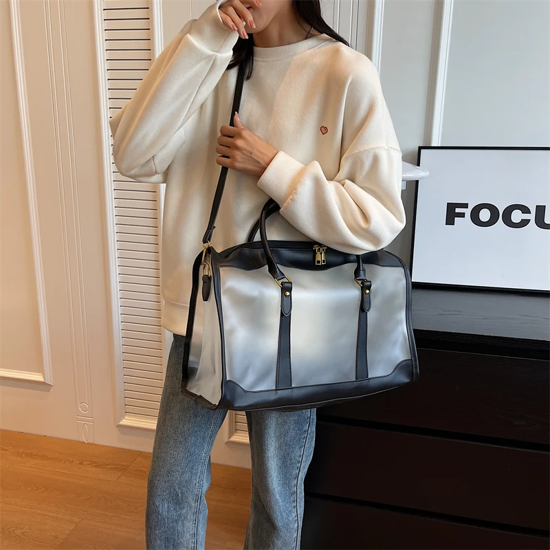 Women Bag Casual Tote Large Capcity Handbag Big Travel Beach Bag PU Messenger Bag Waterproof PVC Transparent Clear Shoulder Bag