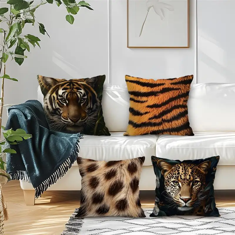 Tiger Leopard Cushions Pillowcase Printed Polyester 45x45cm Throw Pillow Cover Decorative Sofa Cushions Pillowslip Home Decor