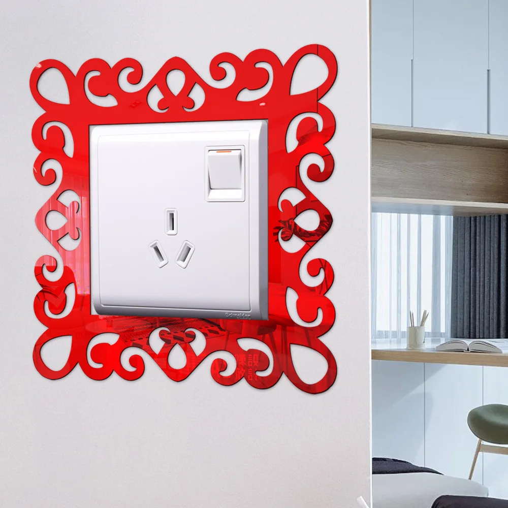 Acrylic Self-Adhesive 3d Wall Sticker Light Switch Cover Mirror Face Stickers on The Wall Home Room Decoration Photo Frame Shape