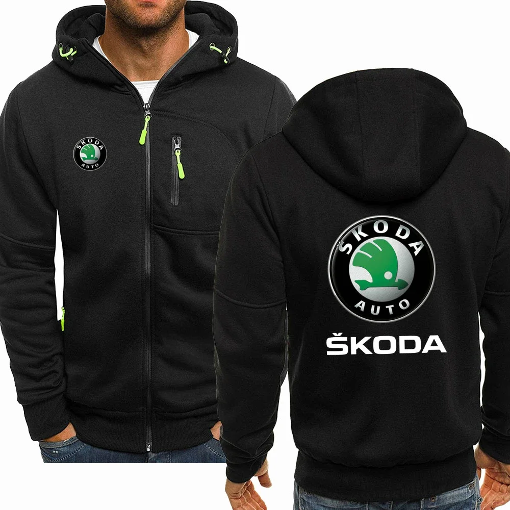 

New Spring Autumn Skoda Hoodied Men's Fashion Long Sleeve Zipper Cotton Hip-Hop Harajuku Hoody Casual Jacket