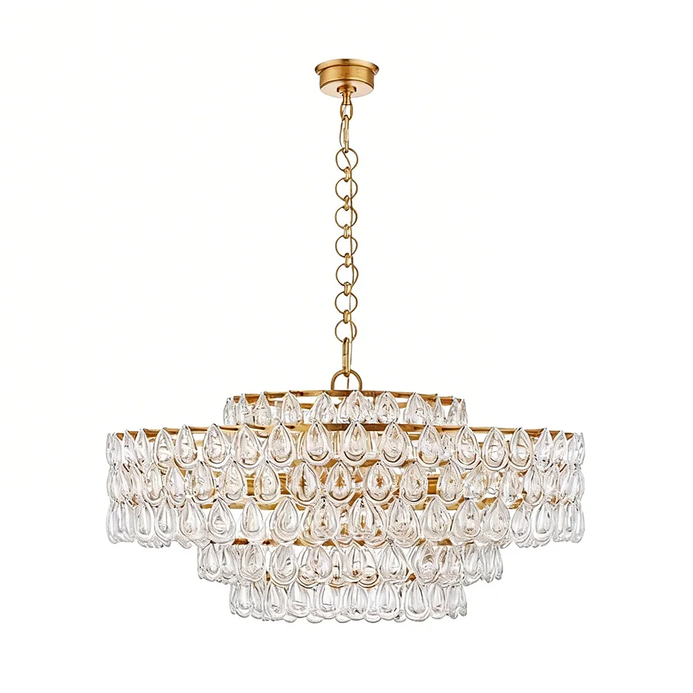 American RetroHand Crafted K9 Crystal Luxury Chandelier DesignerLamp for Villa Living Dining BedroomCloakroom Princess RoomDecor