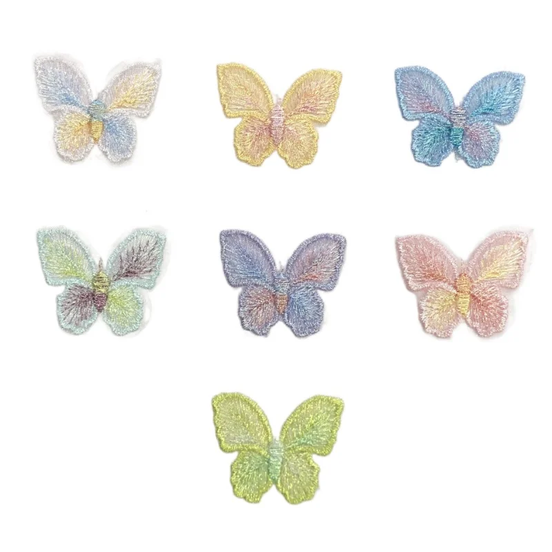 200pcs/Lot Sew Golden Mesh Butterfly Embroidery Patch Hair Underwear Shirt Bag Clothing Decoration Accessory Craft Diy Applique