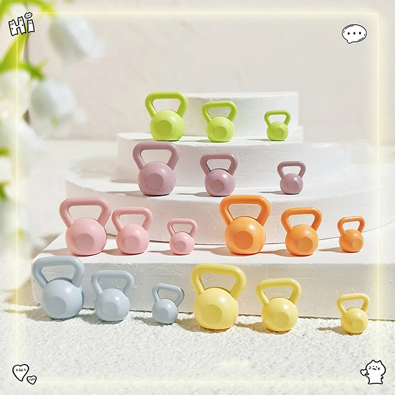 1Pcs Dollhouse Miniature Barbell Dumbbells Miniature Toy Model Fitness Mini Dumbbells Weights Lifting Equipment Accessories