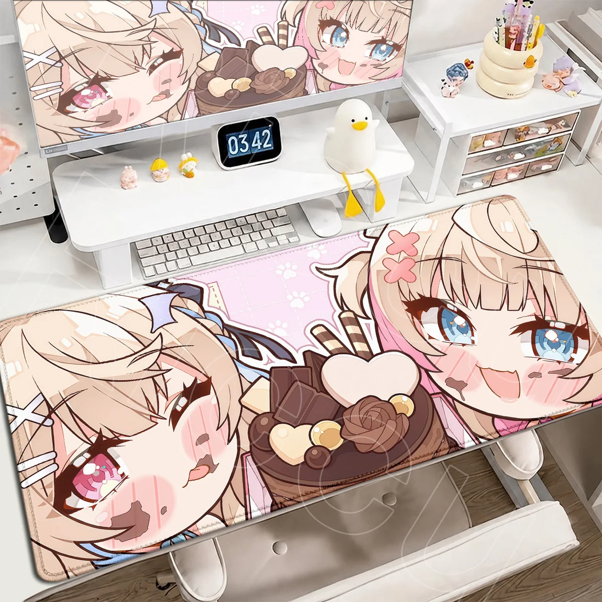 Large Laptop Gaming Accessoires Non-slip Natural Rubber Desktop Carpet Hololive VTuber Kawaii Girls Fuwamoco Abyssgard Mousepads
