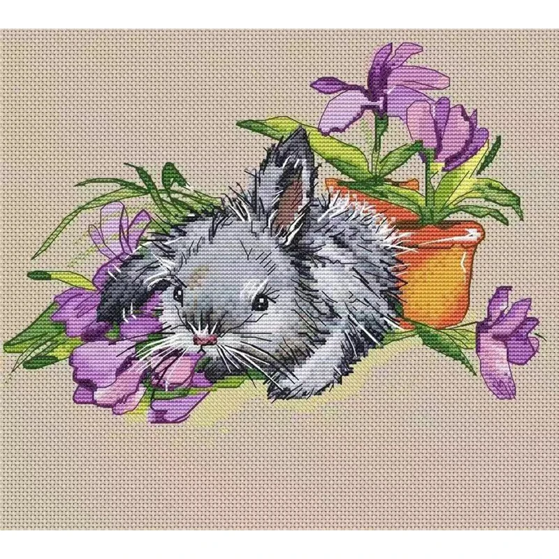 ZZ9707 Cross Stitch Set Cross-stitch Kit Embroidery Needlework Craft Package Cotton Fabric Floss Homfun Painting Animal Crossing