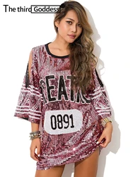 Sexy stylish y2k oversized Hip hop Sequin tops rock t shirt women clothing vintage emo goth clothes friends club party tshirt