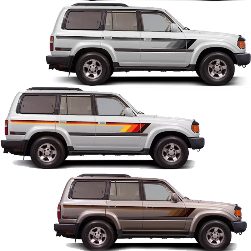 

Retro Car Decal Off Road Body Waist Line Stripe Sticker Vinyl Graphics Blackout Film Wrap Kit for Land Cruiser 80 LC80 1994-1997