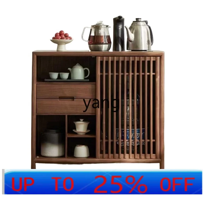 

LH black walnut tea cabinet boiling table tea side cabinet kettle integrated