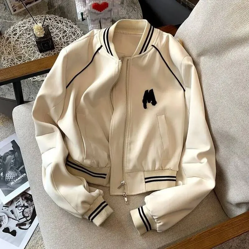 

American Retro Baseball Jacket 2025 Autumn New Design Trendy Loose Versatile Women's Open Cardigan Short Outerwear