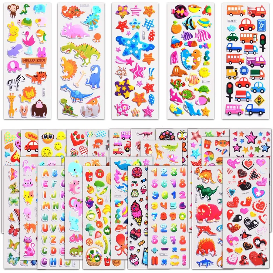 12/24 Uds pegatinas de burbujas de dibujos animados 3D más de 100 + estilos decoración DIY aleatoria pegatinas de grafiti para diario equipaje portátil