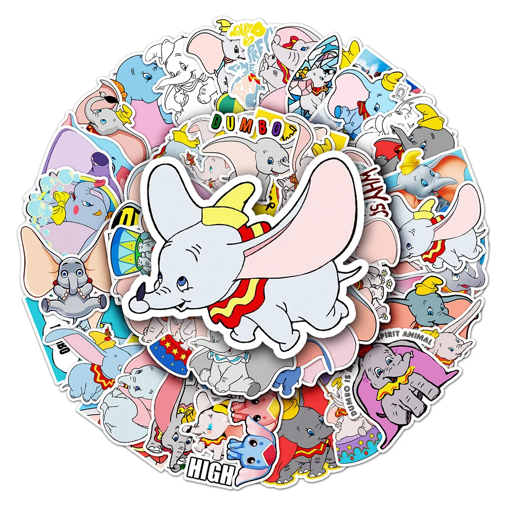 10/30/50pcs śliczne Disney Cartoon Dumbo naklejki śmieszne naklejki dla dzieci telefon do zabawy walizka notatnik Kawaii Graffiti naklejka do