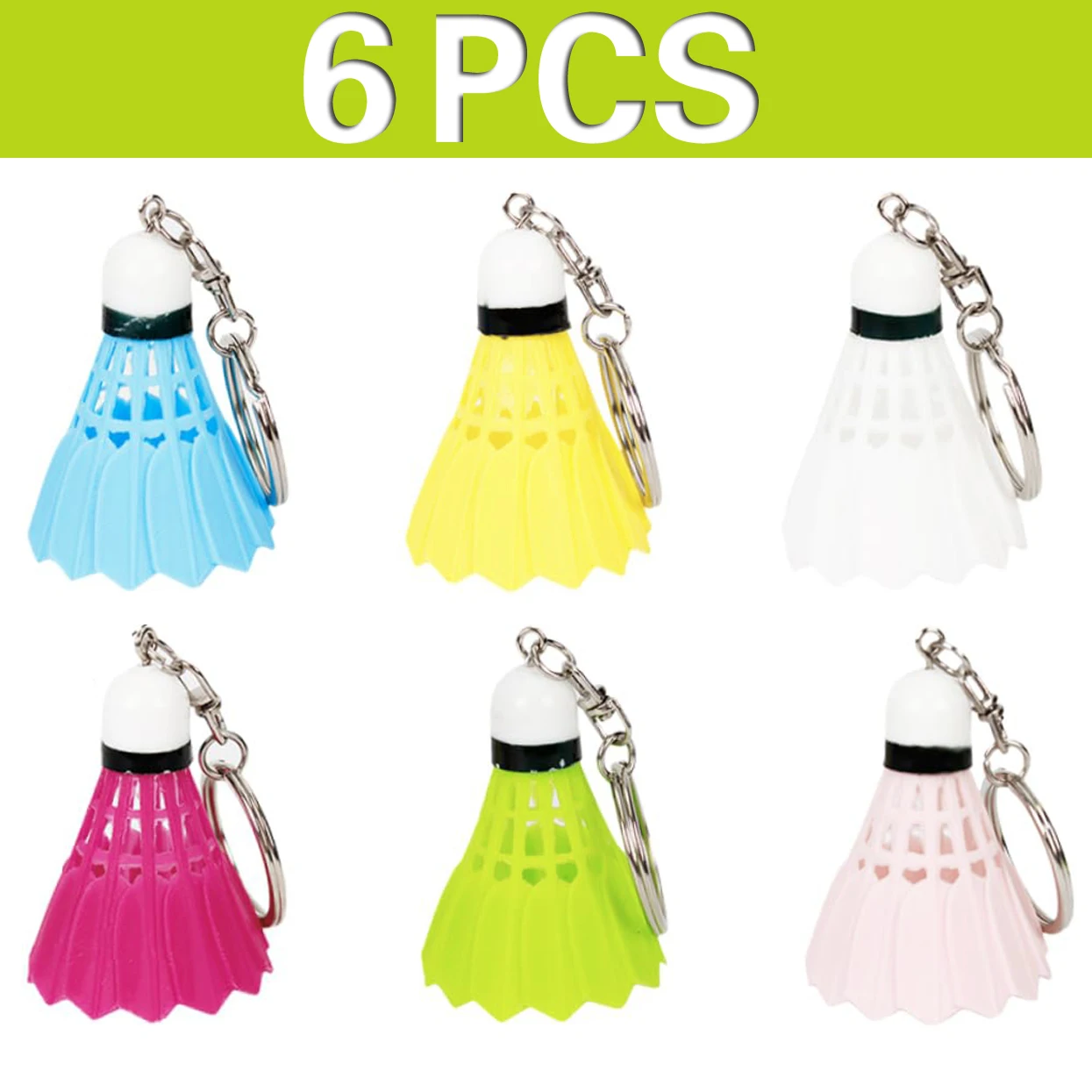 6Pcs Badminton Keychain Sports Pendant Bag Pendant Game Souvenir Keyring