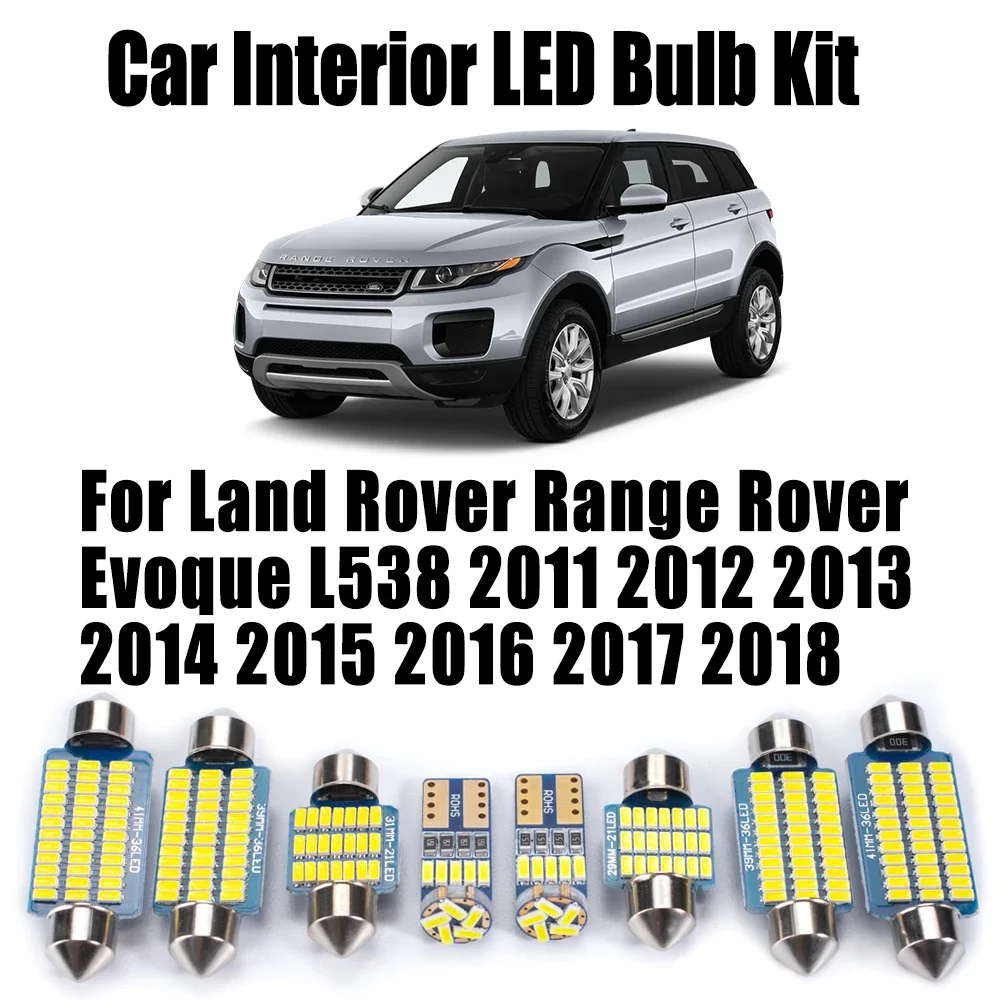 For Land Rover Range Rover Evoque L538 2011 2012 2013 2014 2015 2016 2017 2018 LED Bulb Kit Car Interior Trunk Sun Visor Light