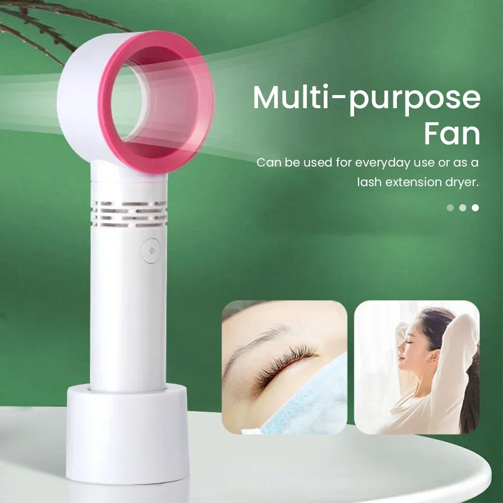 USB Charging Hand-held Eyelash Blower Small Fan Leafless Outdoor Portable Eyelash Blower Mini Leafless Fan