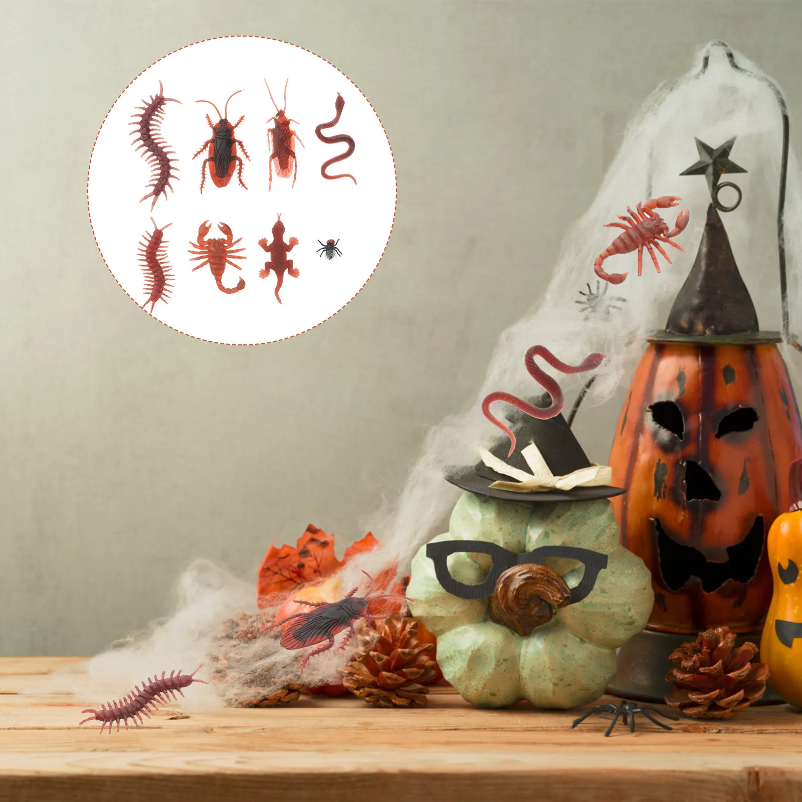

80Pcs Plastic Realistic Bugs Fake Insects Simulation Small Animals for Halloween April Fools' Party Prank Decoration Reusable
